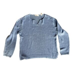 LORD & TAYLOR Vintage Notch Pullover Sweater in Blue